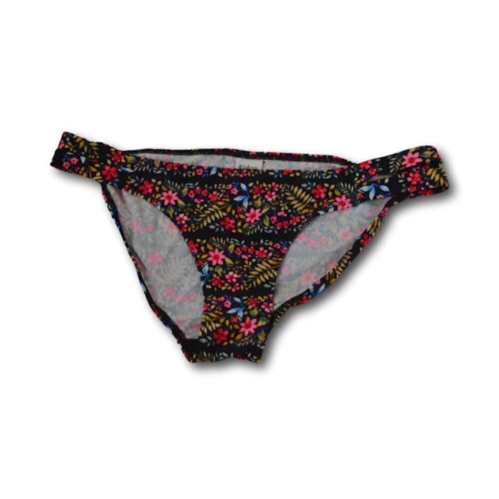 EIDON Womens Black Floral Bikini Bottom Swimsuit - Size: S NWOT